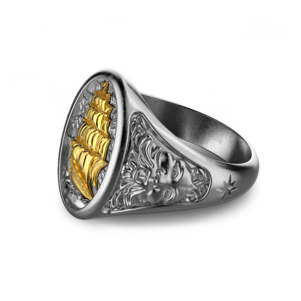 Zancan Anello Zancan In Argento Brunito Con Veliero