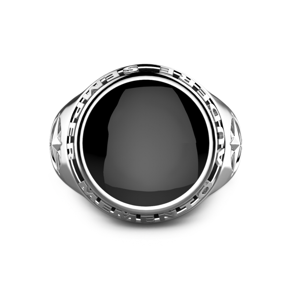 Zancan Anello Zancan in argento con onice nera e scritta in latino