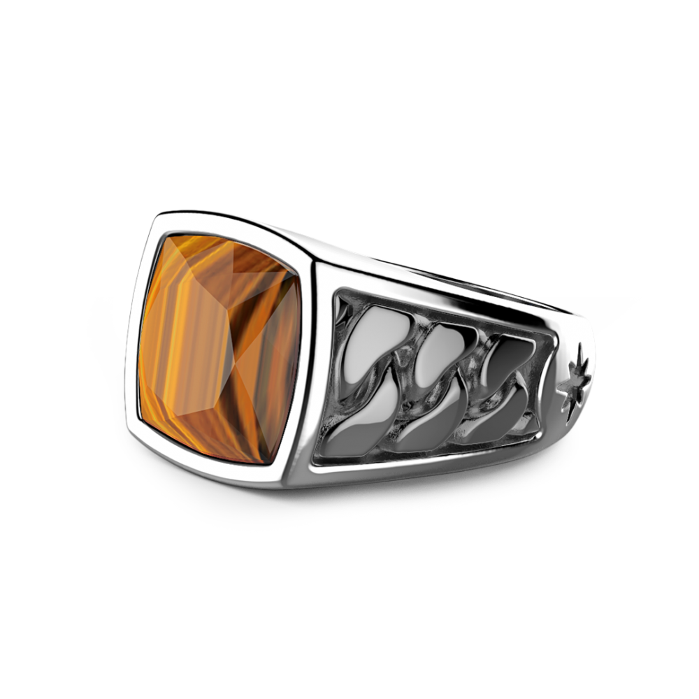 Zancan Anello Zancan In Argento Con Pietra Occhio Di Tigre