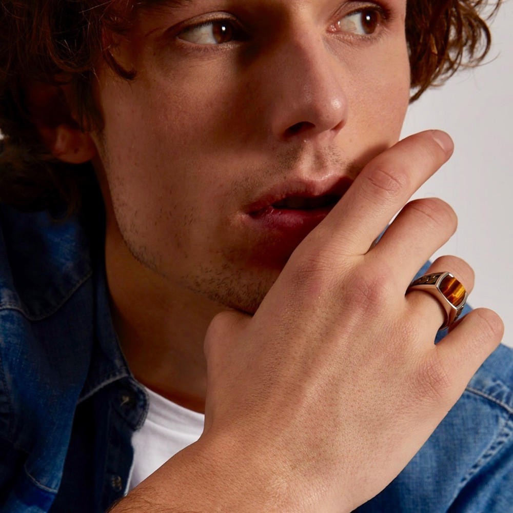 Zancan Anello Zancan In Argento Con Pietra Occhio Di Tigre