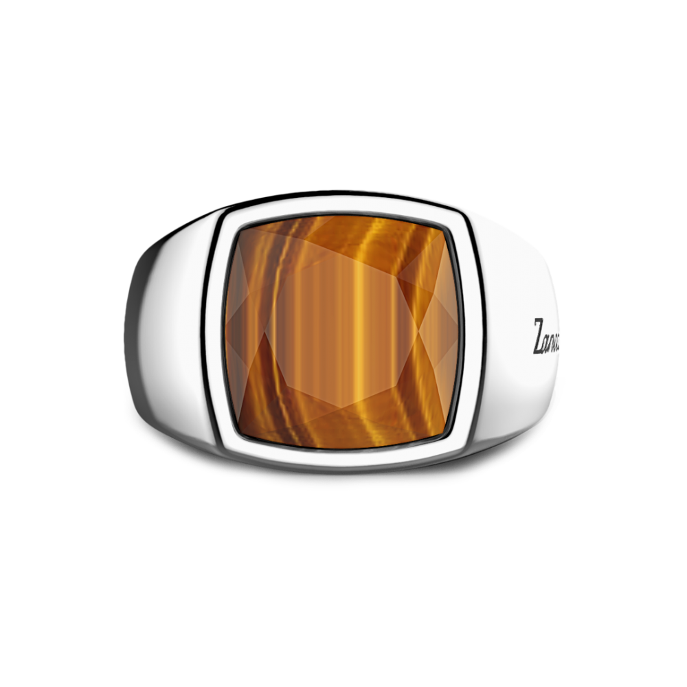 Zancan Anello Zancan in argento con pietra occhio di tigre