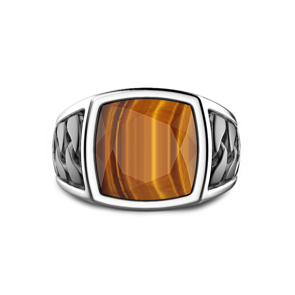 Zancan Anello Zancan in argento con pietra occhio di tigre