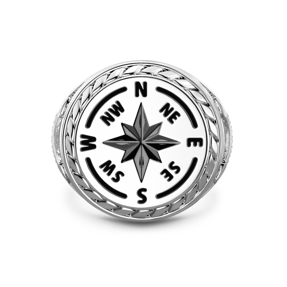 Zancan Anello Zancan in argento con rosa dei venti incisa