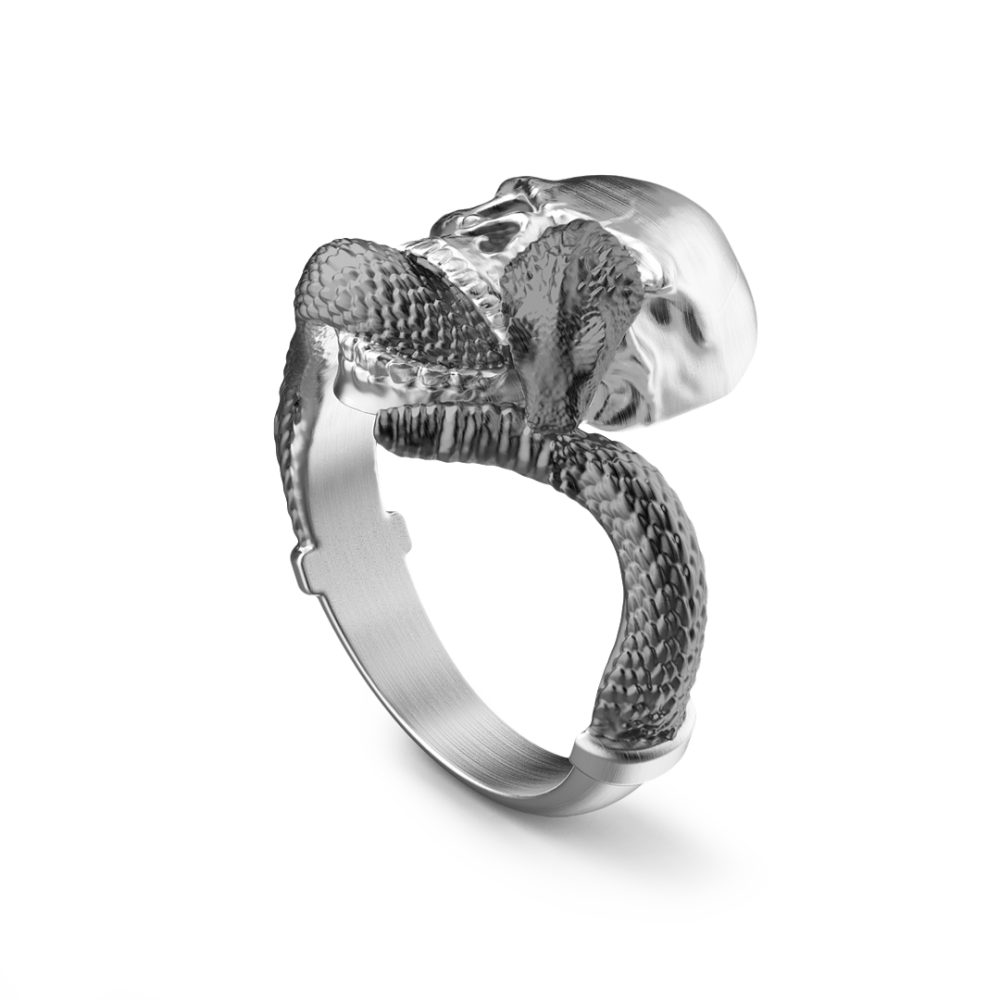 Zancan Anello Zancan In Argento Con Teschio E Serpente