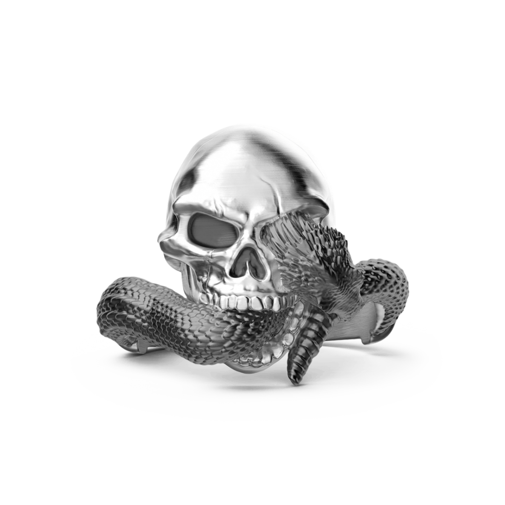 Zancan Anello Zancan in argento con teschio e serpente