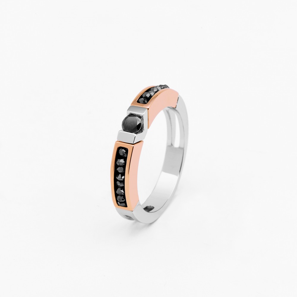 Zancan Anello Zancan in oro bianco e rosa con diamanti