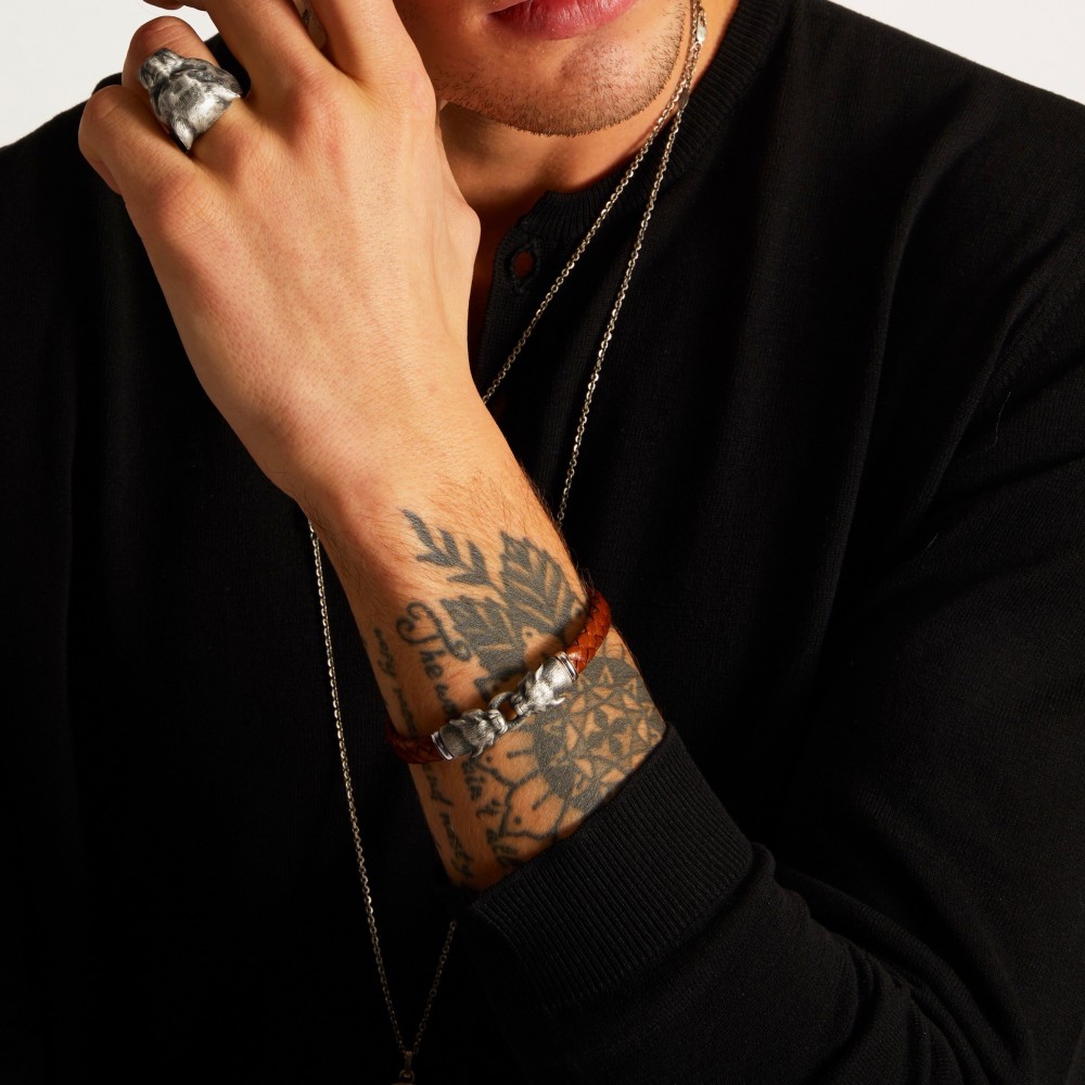 Zancan Anello Zancan Pantera In Argento Con Finitura Vintage