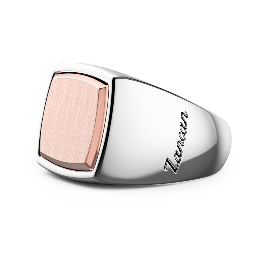 Zancan Anello Zancan Quadrato In Argento E Oro Rosa