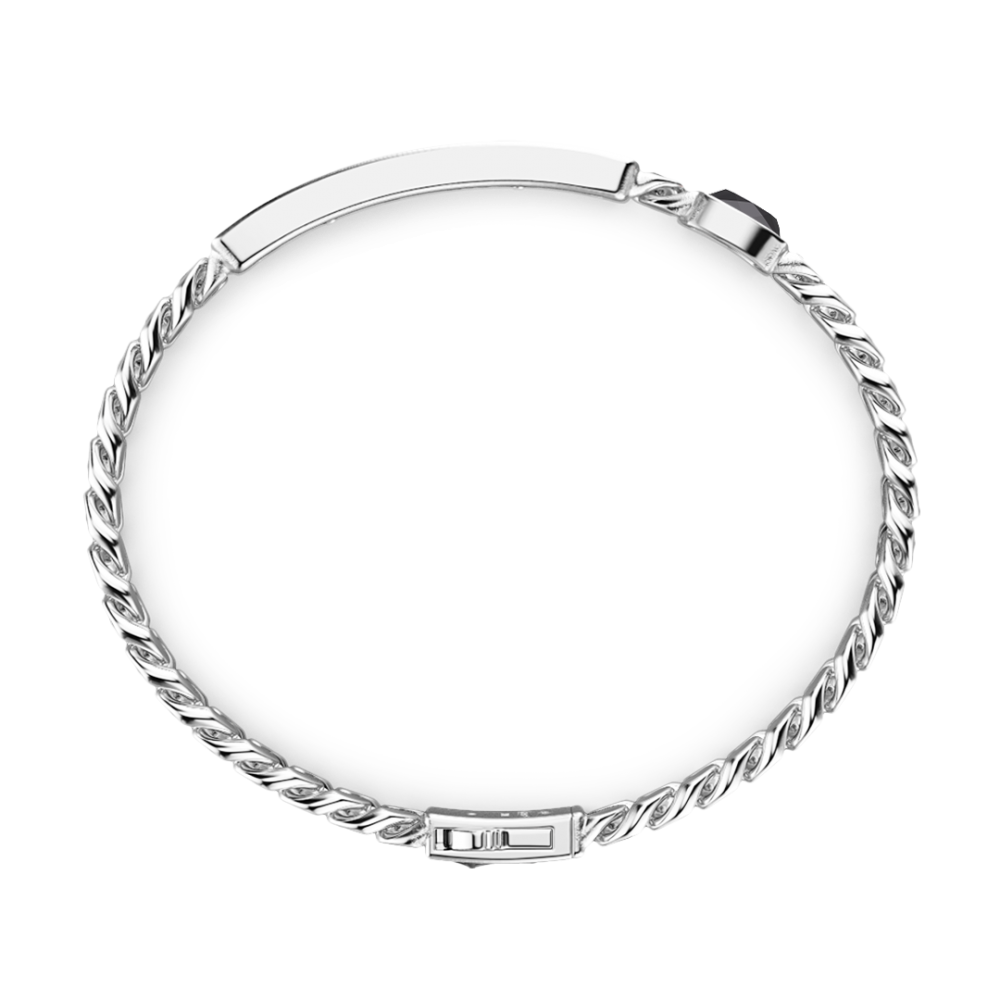 Zancan Bracciale A Grumetta Zancan Con Targa E Pietra Nera