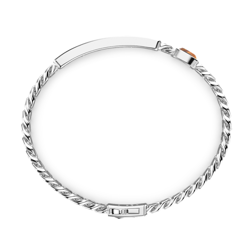 Zancan Bracciale A Grumetta Zancan Con Targa E Pietra Occhio Di Tigre