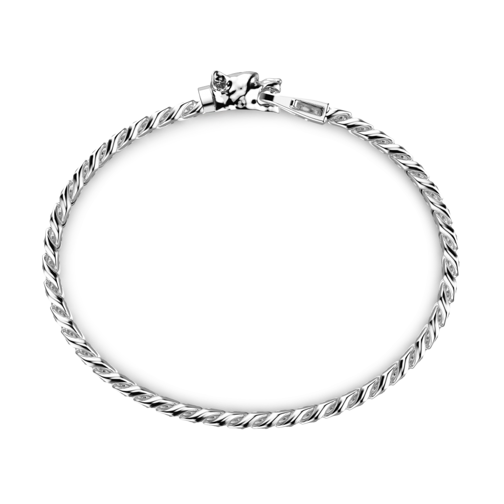 Zancan Bracciale A Grumetta Zancan In Argento Con Chiusura A Testa Di Pitbull