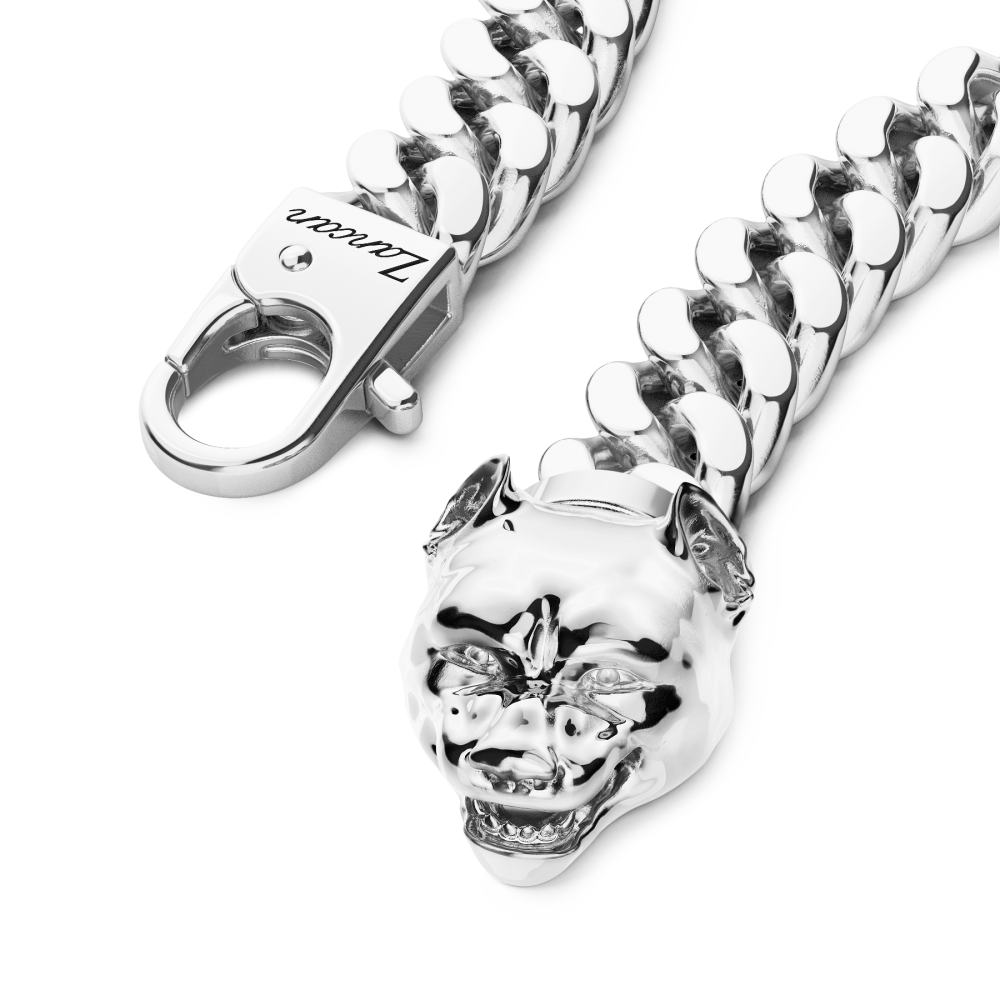 Zancan Bracciale A Grumetta Zancan In Argento Con Chiusura A Testa Di Pitbull