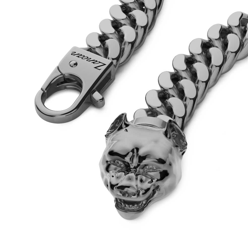 Zancan Bracciale A Grumetta Zancan In Argento Con Chiusura A Testa Di Pitbull
