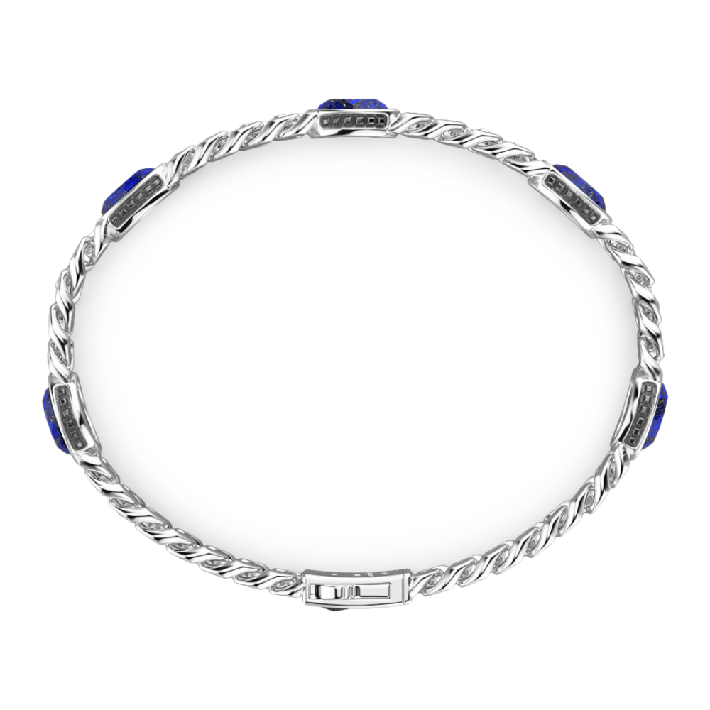 Zancan Bracciale A Grumetta Zancan In Argento Con Pietre Blu