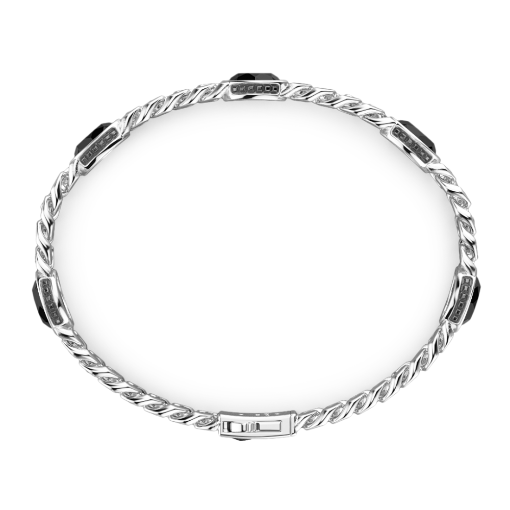 Zancan Bracciale A Grumetta Zancan In Argento Con Pietre Nere