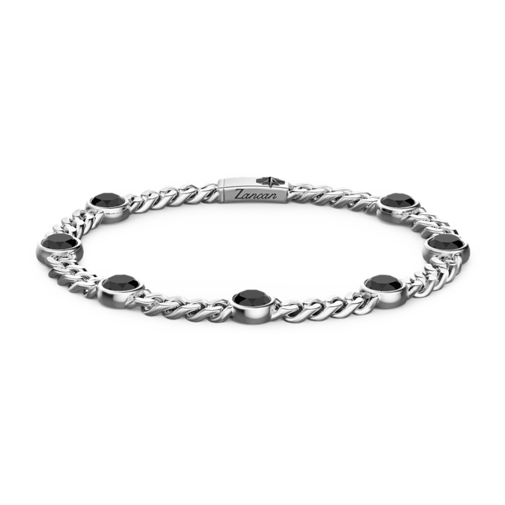 Zancan Bracciale a grumetta Zancan in argento con pietre nere