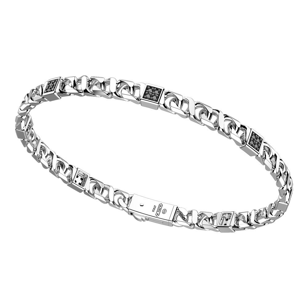 Zancan Bracciale A Grumetta Zancan In Argento Con Pietre Nere