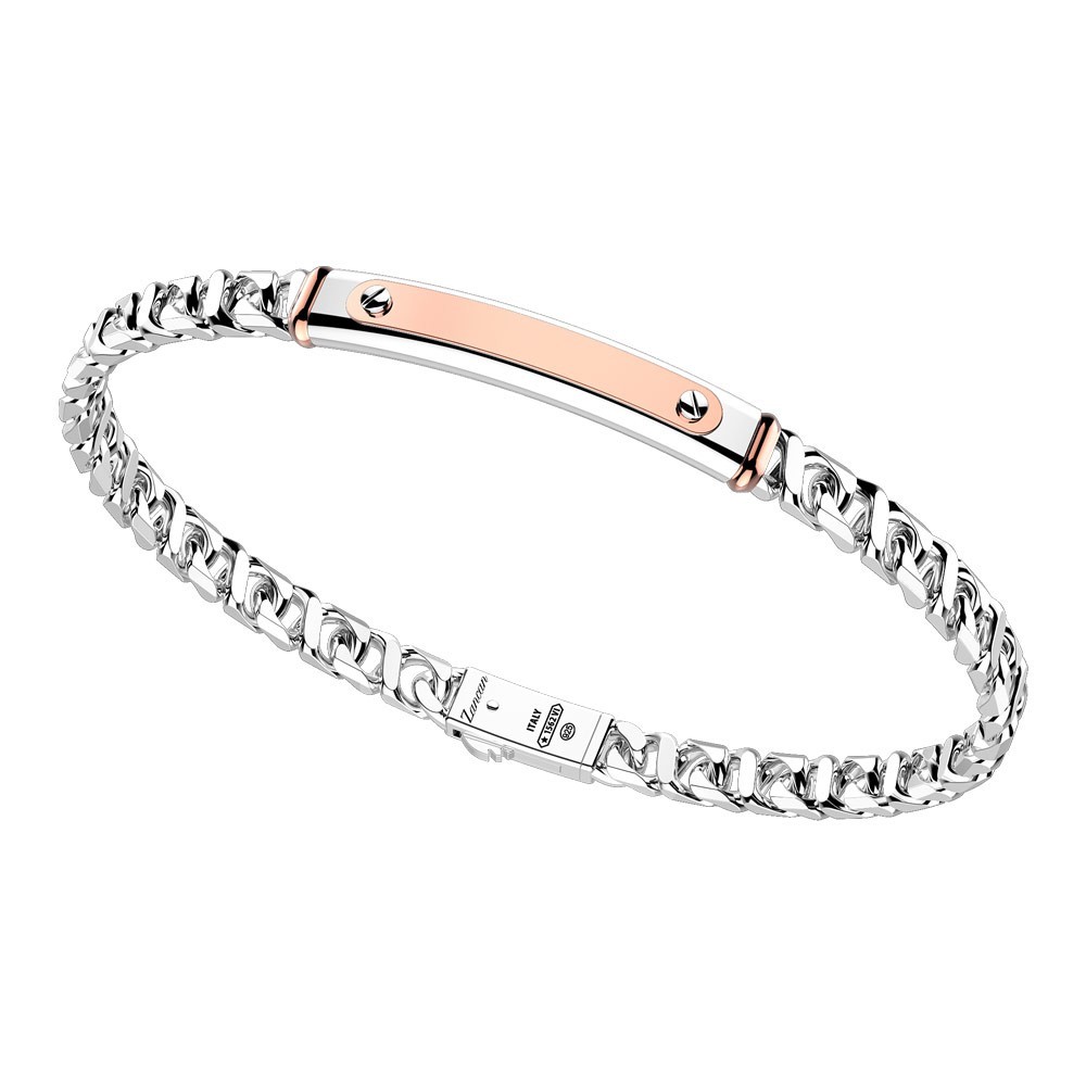 Zancan Bracciale a grumetta Zancan in argento con targa ed inserti in oro rosa