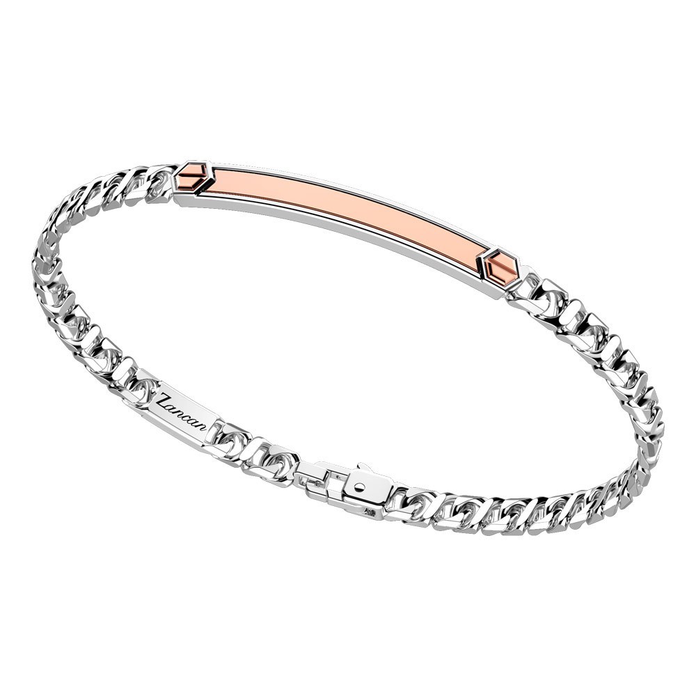 Zancan Bracciale a grumetta Zancan in argento con targa ed inserti in oro rosa