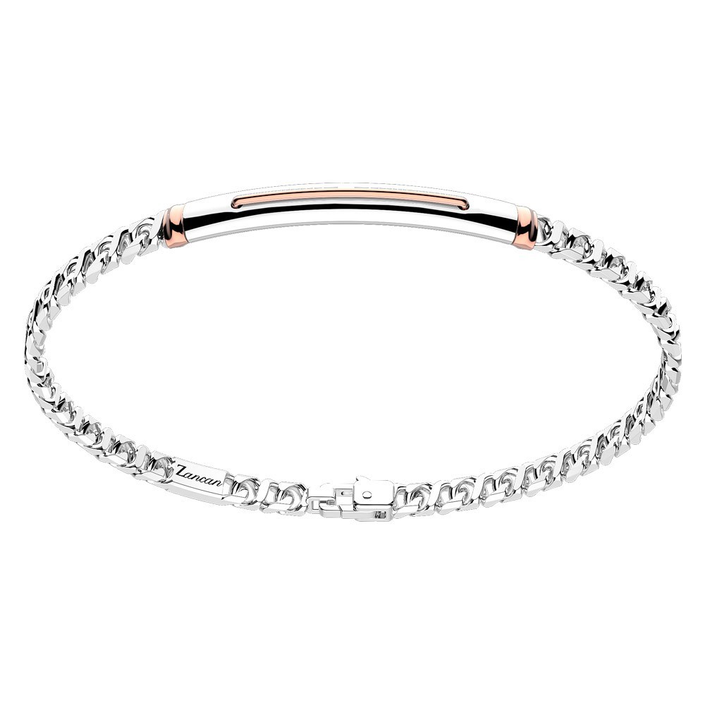 Zancan Bracciale a grumetta Zancan in argento con targa ed inserti in oro rosa