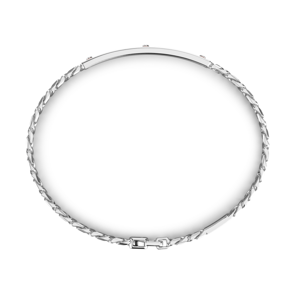Zancan Bracciale A Grumetta Zancan In Argento Con Targa Ed Inserti In Oro Rosa