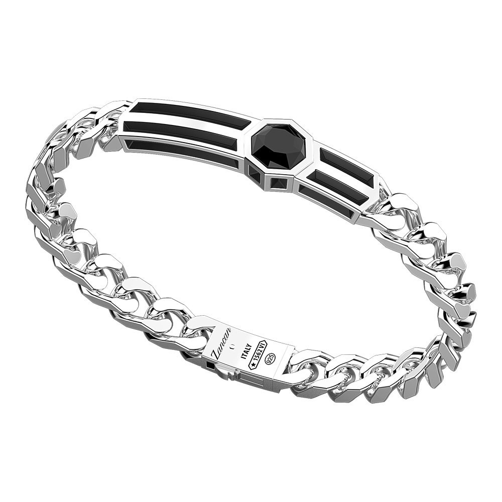 Zancan Bracciale a grumetta Zancan in argento con targa e onice