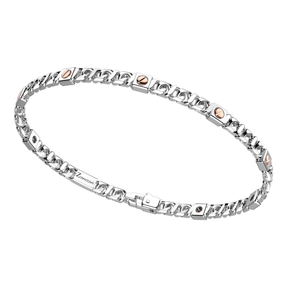 Zancan Bracciale a grumetta Zancan in argento con viti in oro rosa