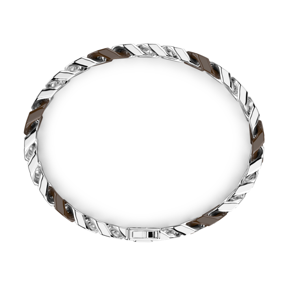 Zancan Bracciale A Grumette Zanca In Argento E Ceramica Con Maglie Smaltate