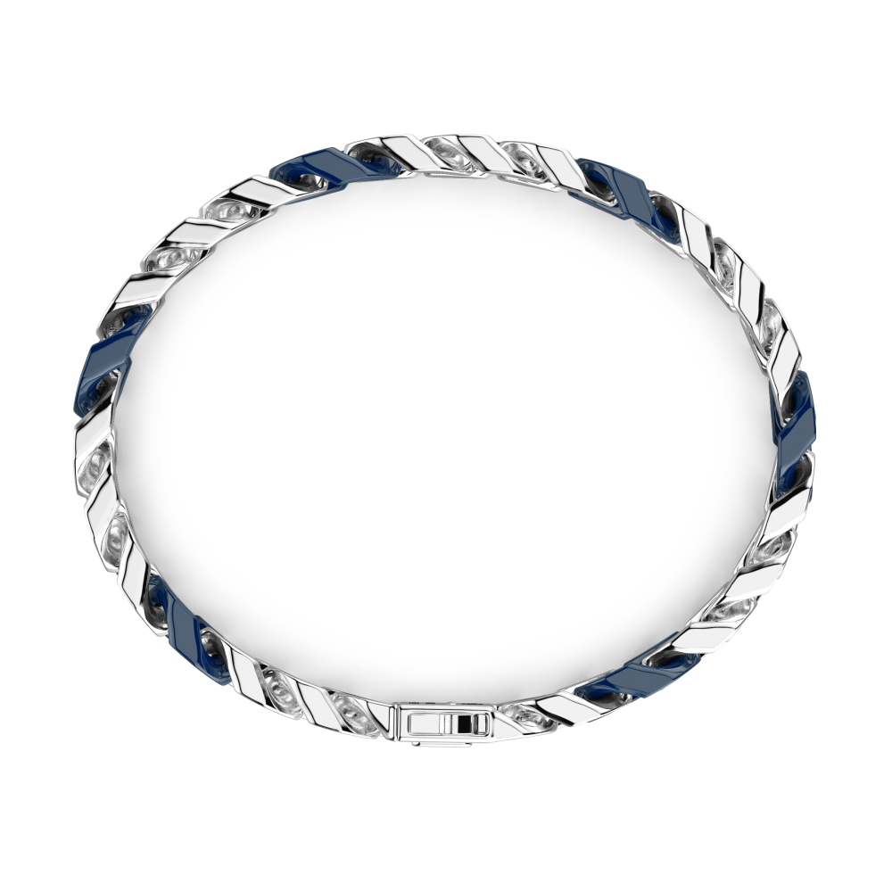 Zancan Bracciale A Grumette Zanca In Argento E Ceramica Con Maglie Smaltate