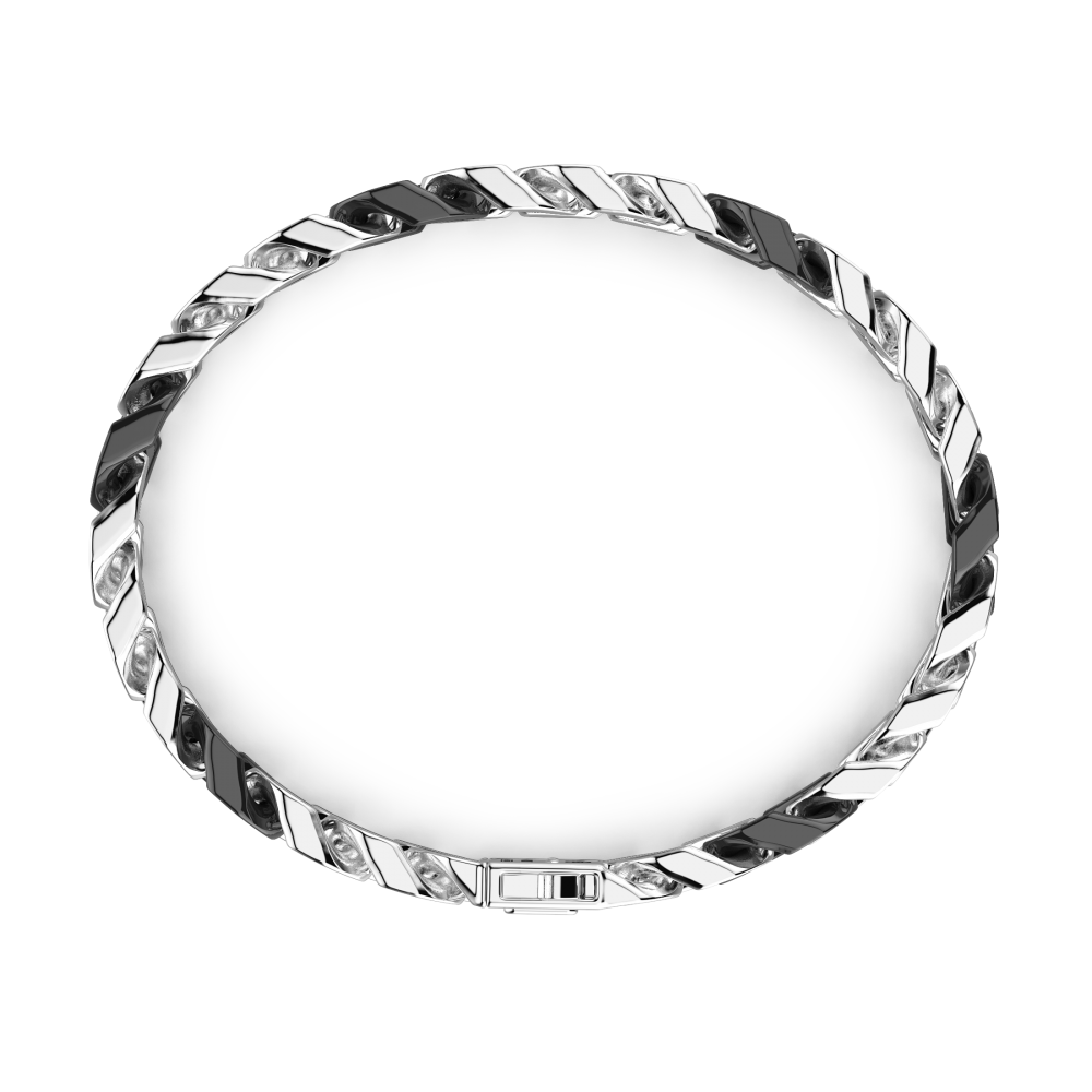 Zancan Bracciale A Grumette Zanca In Argento E Ceramica Con Maglie Smaltate