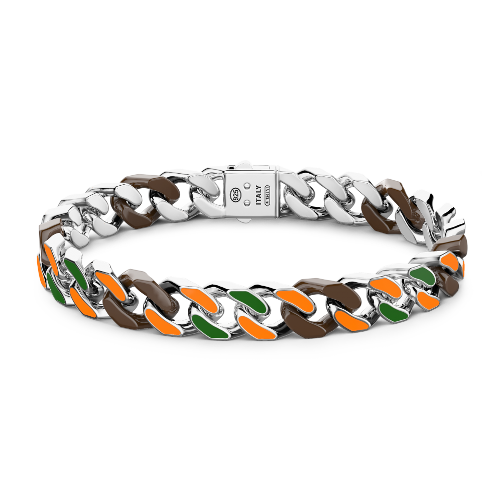 Zancan Bracciale a grumette Zanca in argento e ceramica con maglie smaltate