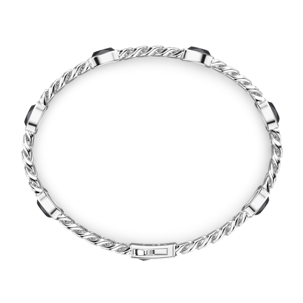 Zancan Bracciale A Grumette Zancan In Argento Con Pietre Nere