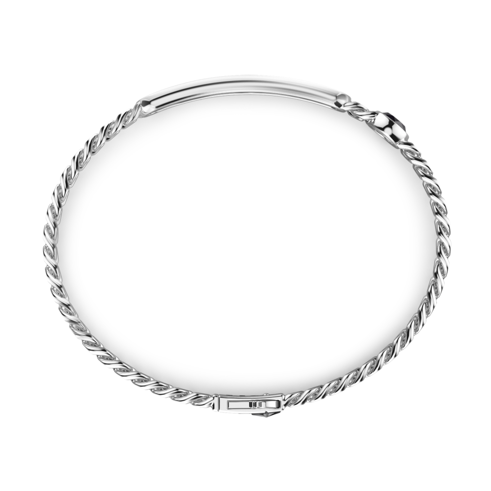 Zancan Bracciale A Grumette Zancan In Argento Con Targa E Pietre Onice