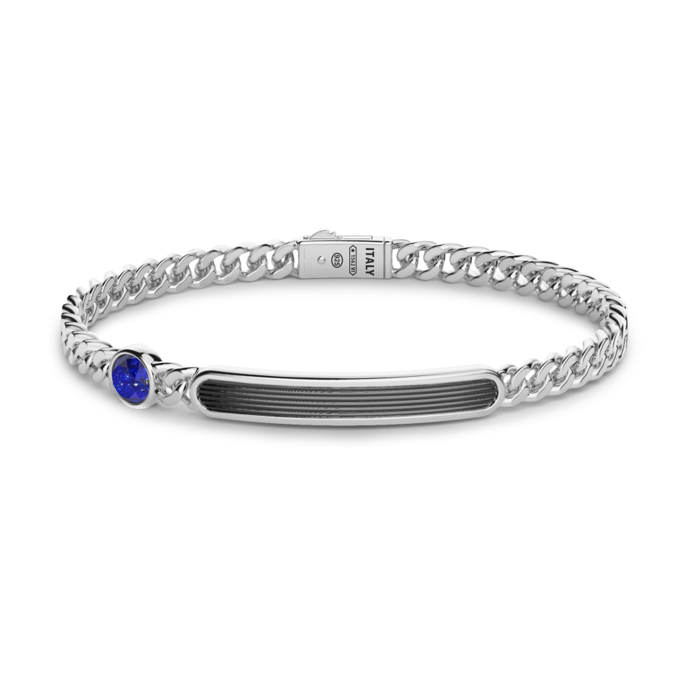 Zancan Bracciale a grumette Zancan in argento con targa e pietre lapis