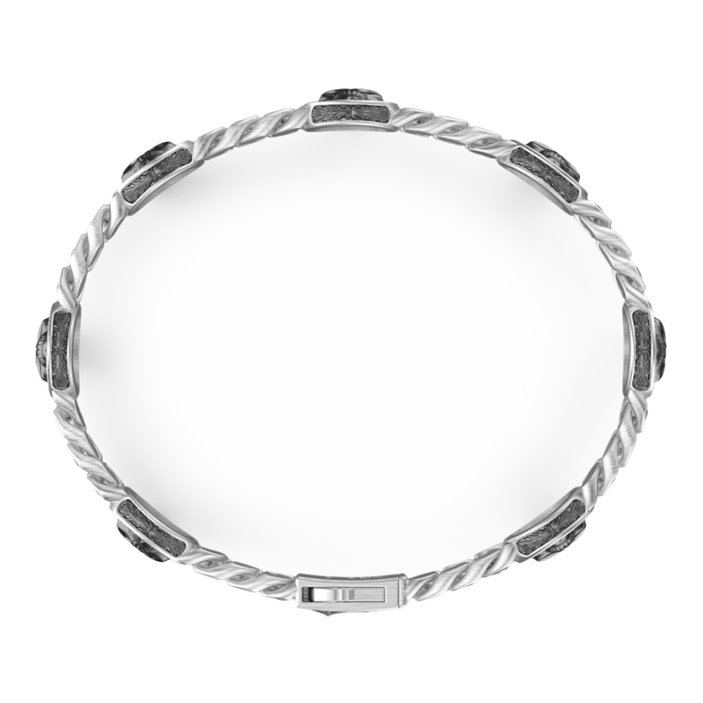 Zancan Bracciale A Grumette Zancan In Argento Con Teschi