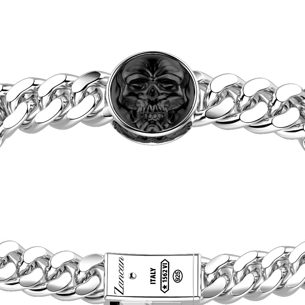Zancan Bracciale A Grumette Zancan In Argento Con Teschi