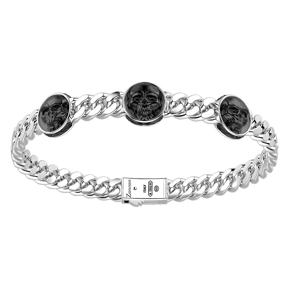 Zancan Bracciale a grumette Zancan in argento con teschi