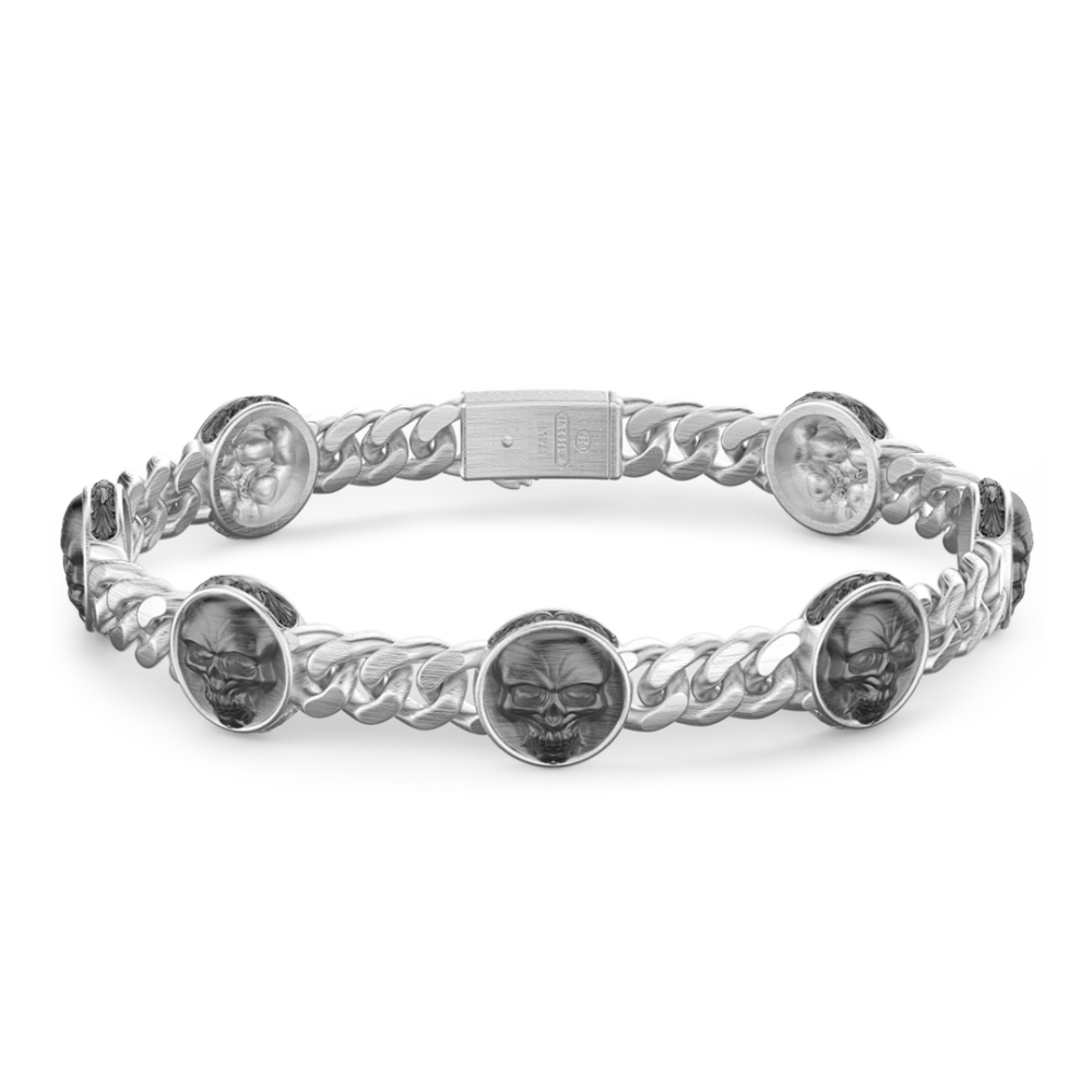 Zancan Bracciale a grumette Zancan in argento con teschi