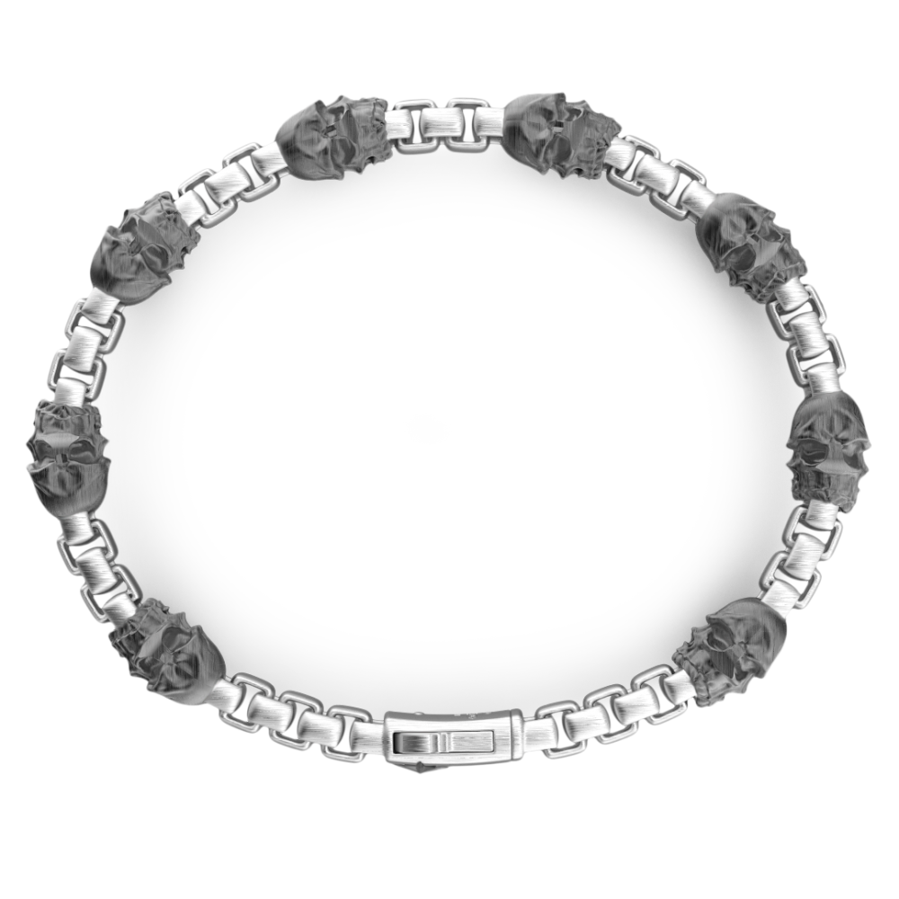 Zancan Bracciale A Maglia Zancan In Argento Con Teschi