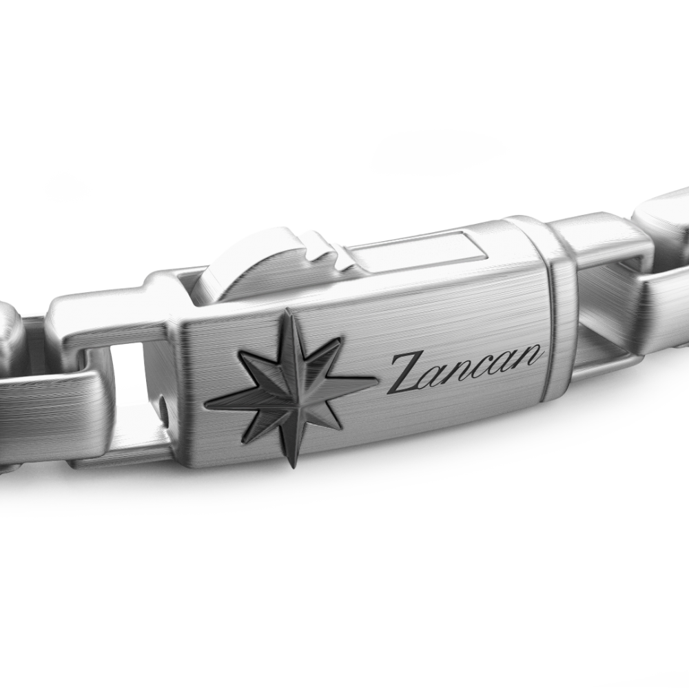 Zancan Bracciale A Maglia Zancan In Argento Con Teschi