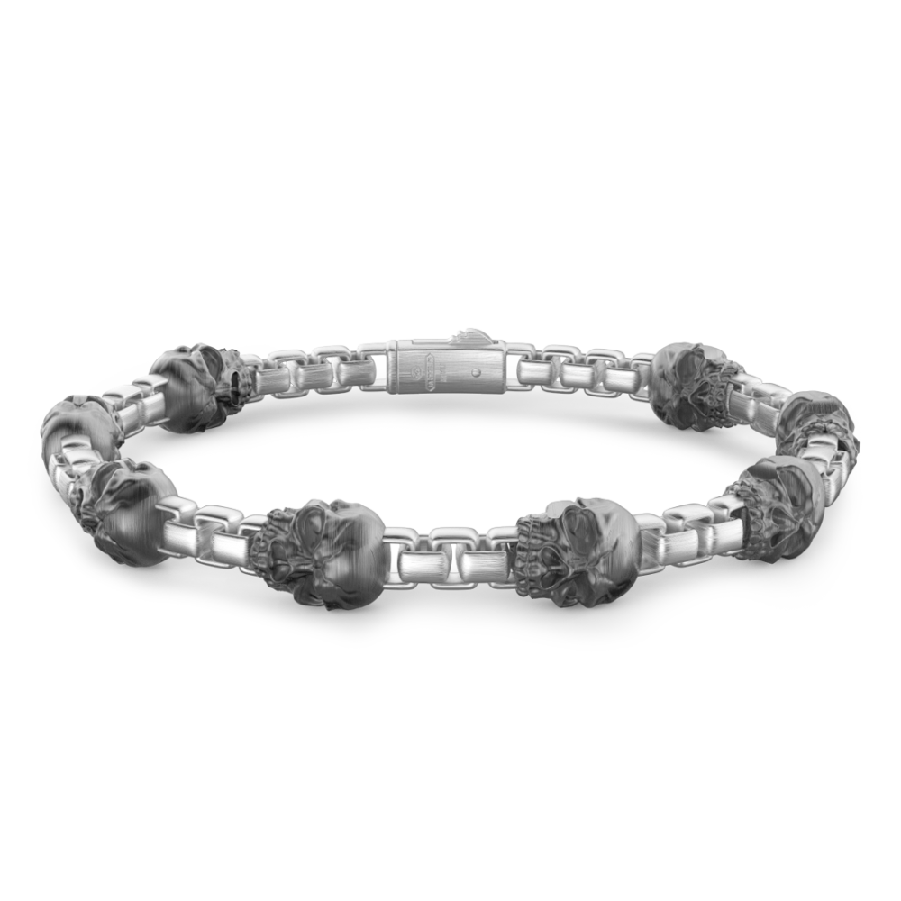 Zancan Bracciale a maglia Zancan in argento con teschi