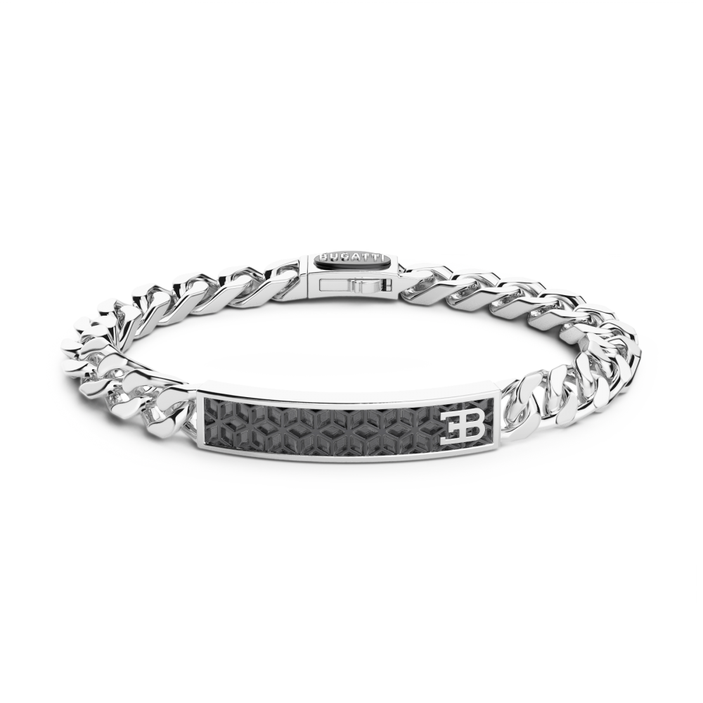 Zancan Bracciale Bugatti groumette in argento 925 con targa centrale