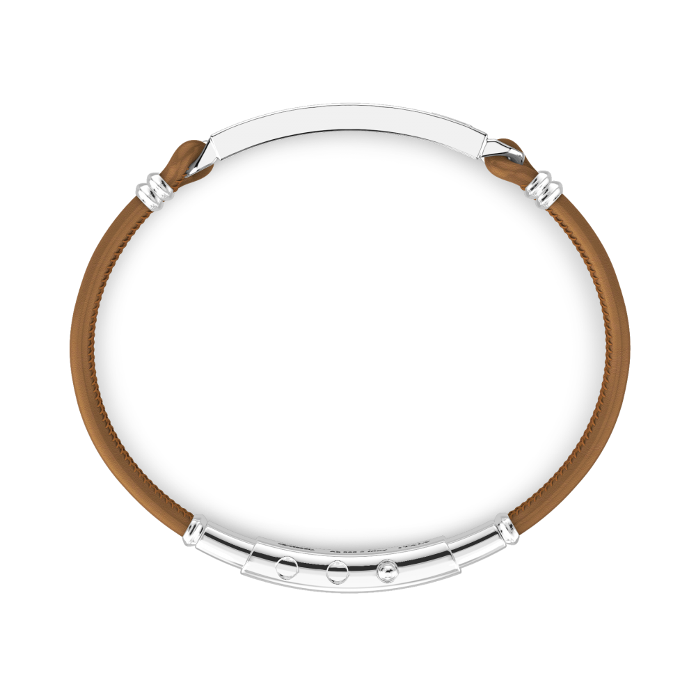 Zancan Bracciale Bugatti In Pelle Con Targa Centrale In Argento