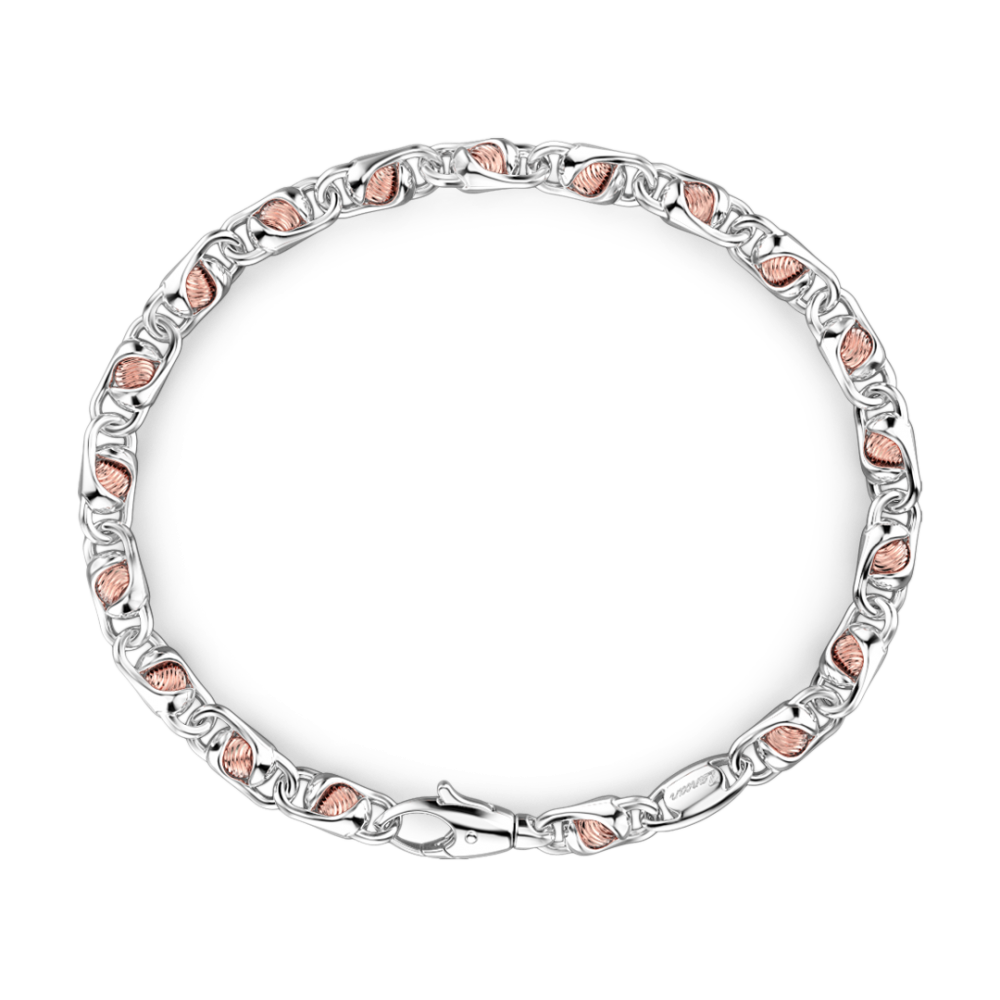 Zancan Bracciale Da Uomo Zancan Catena In Argento E Oro Rosa