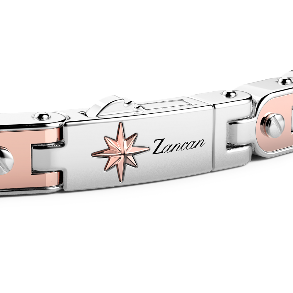 Zancan Bracciale Da Uomo Zancan In Argento E Oro Rosa