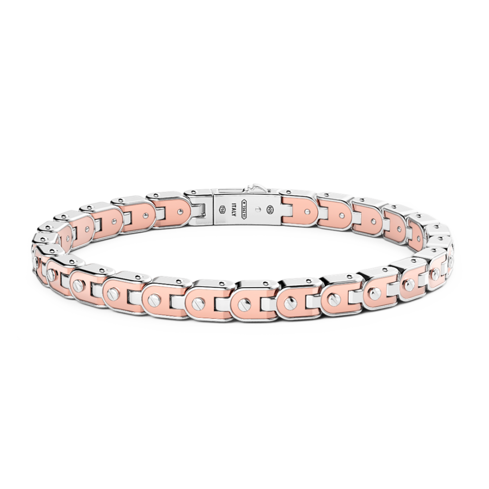 Zancan Bracciale da uomo Zancan in argento e oro rosa
