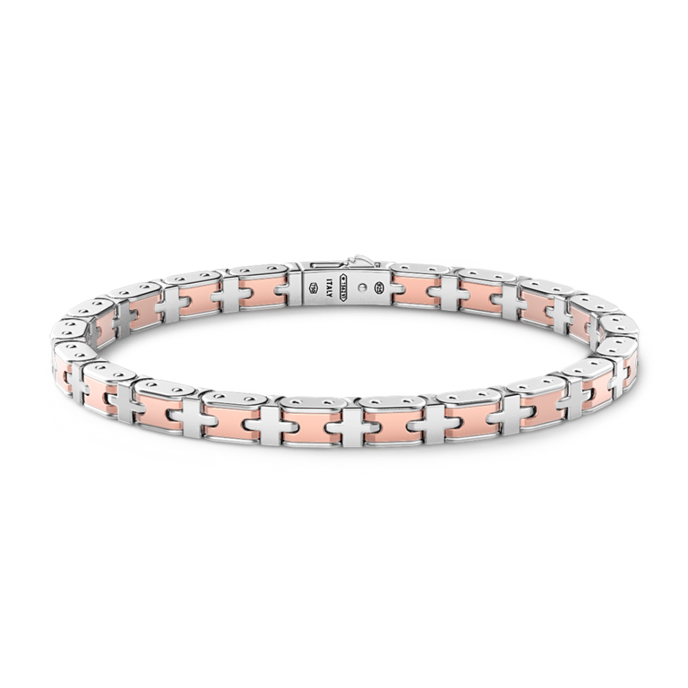 Zancan Bracciale da uomo Zancan in argento e oro rosa