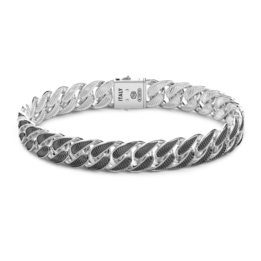 Zancan Bracciale grumetta Zancan in argento con finitura striata in colore nero