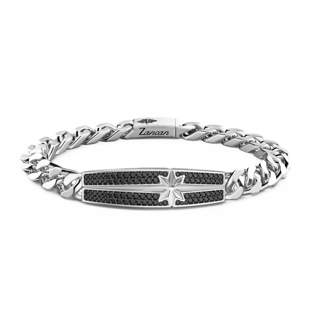 Zancan Bracciale grumetta Zancan in argento con pietre nere