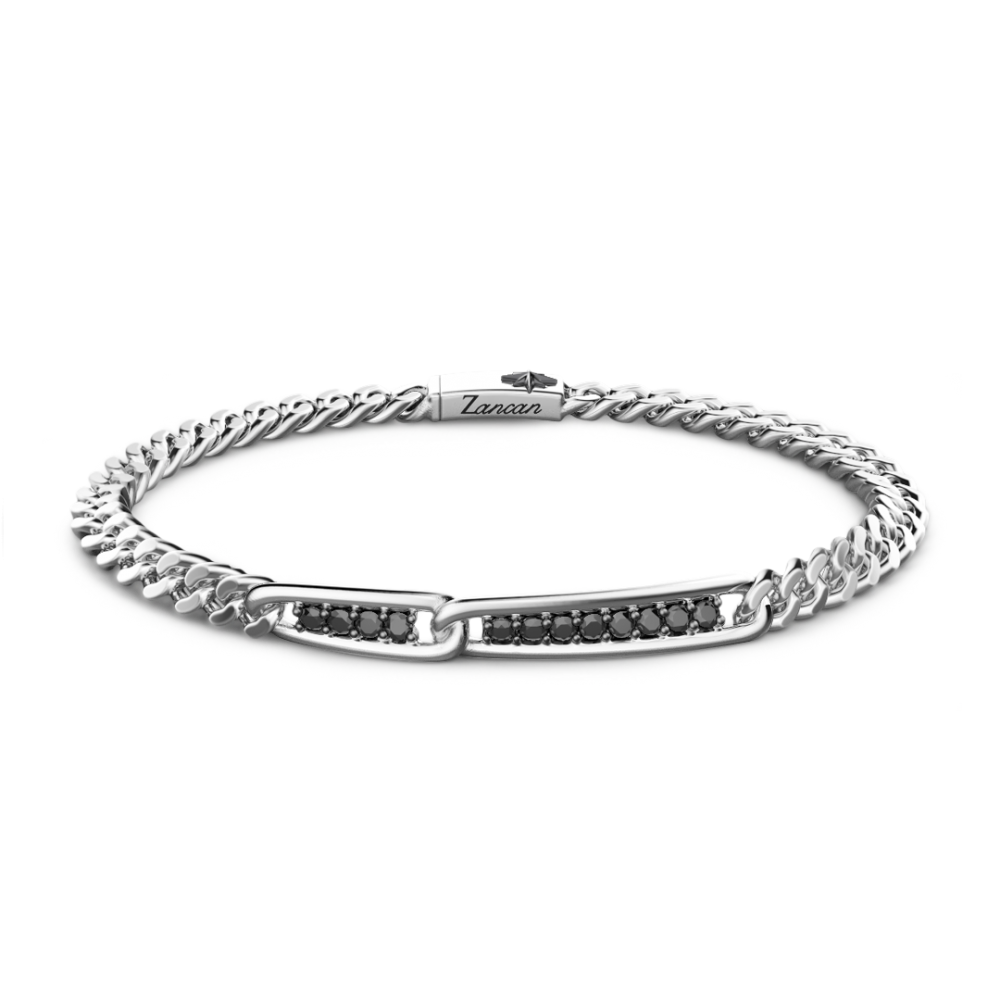 Zancan Bracciale grumetta Zancan in argento con pietre nere